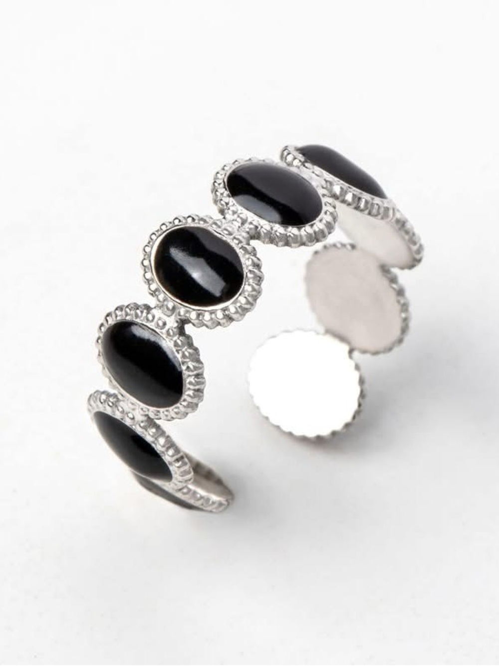 Plunder Design Skylar Silver Tone with Faux Black Onyx Adjustable NWOT